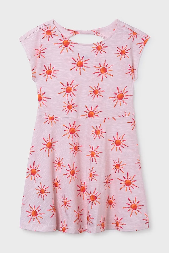 Mayoral sukienka bawełniana dziecięca wzorzyste różowy 6912.8E.Junior.PPY2