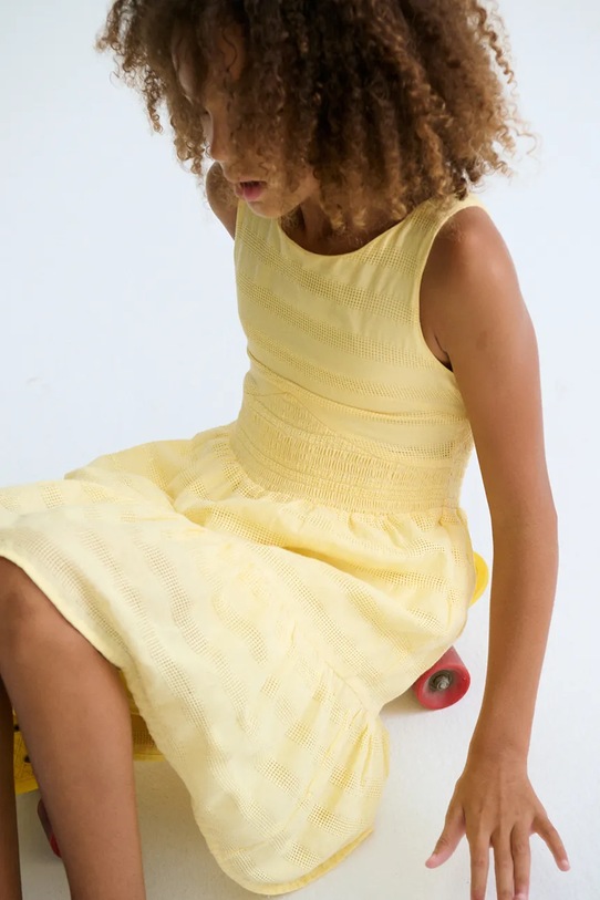 Παιδικό βαμβακερό φόρεμα Mayoral 6913.8F.Junior.PPY2 κίτρινο