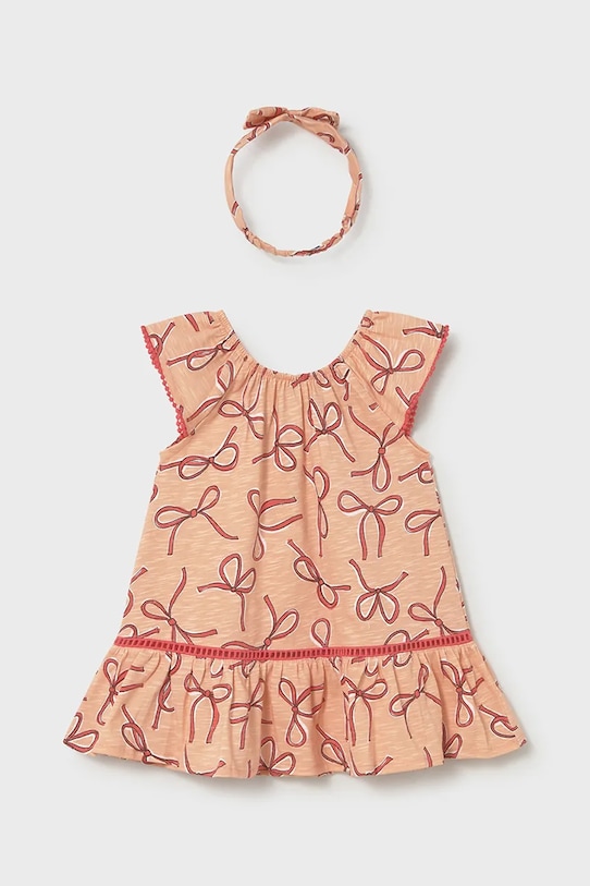 Mayoral sukienka bawełniana dziecięca wzorzyste różowy 1923.4J.Baby.PPY2