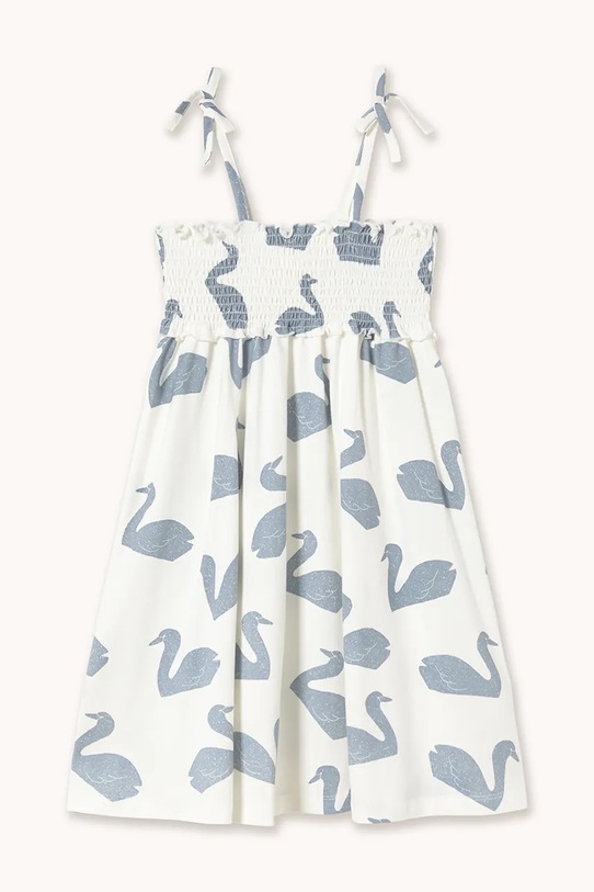 Tinycottons sukienka bawełniana dziecięca BIG SWANS KNITTED DRESS wzorzyste biały SS26.003