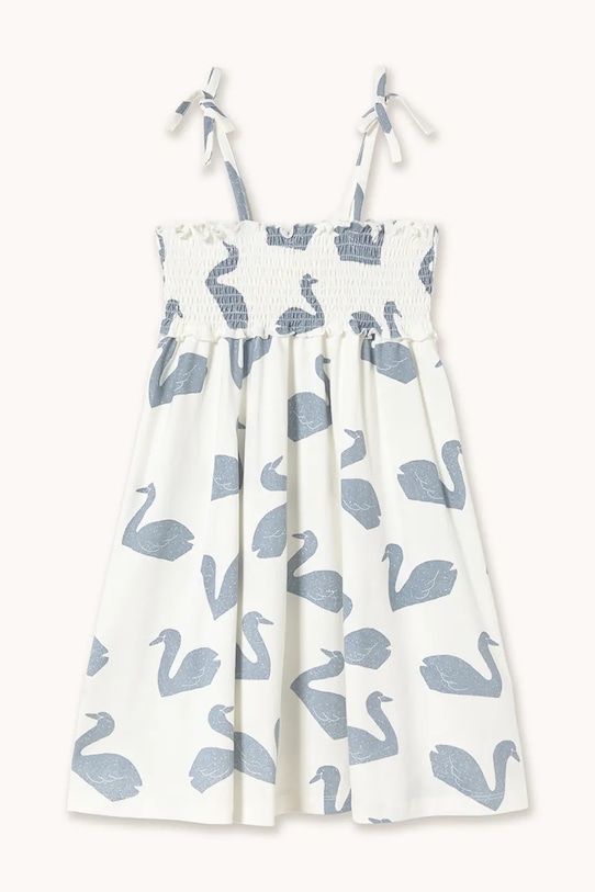 Tinycottons sukienka bawełniana dziecięca BIG SWANS KNITTED DRESS wzorzyste biały SS26.003
