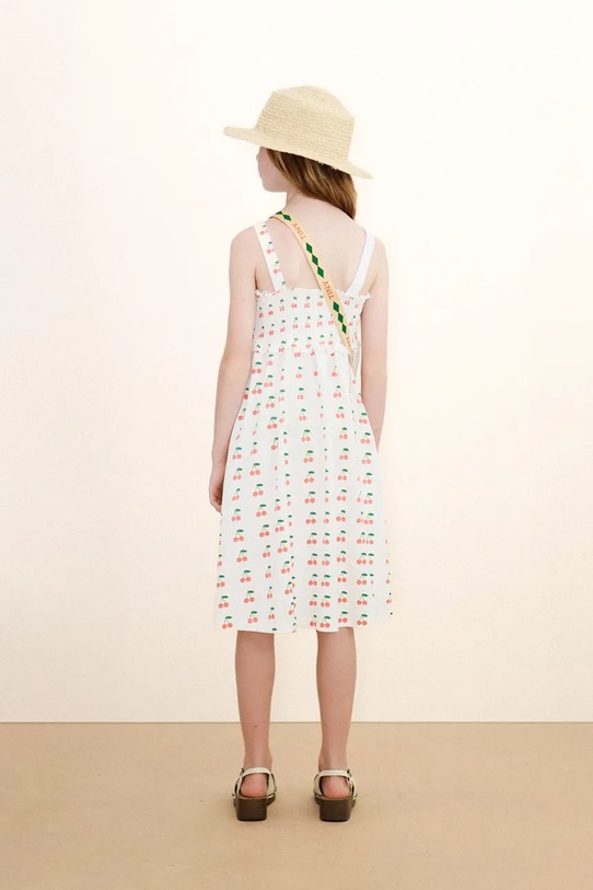 Otroška bombažna obleka Tinycottons CHERRIES STRAP DRESS SS26.020 bela