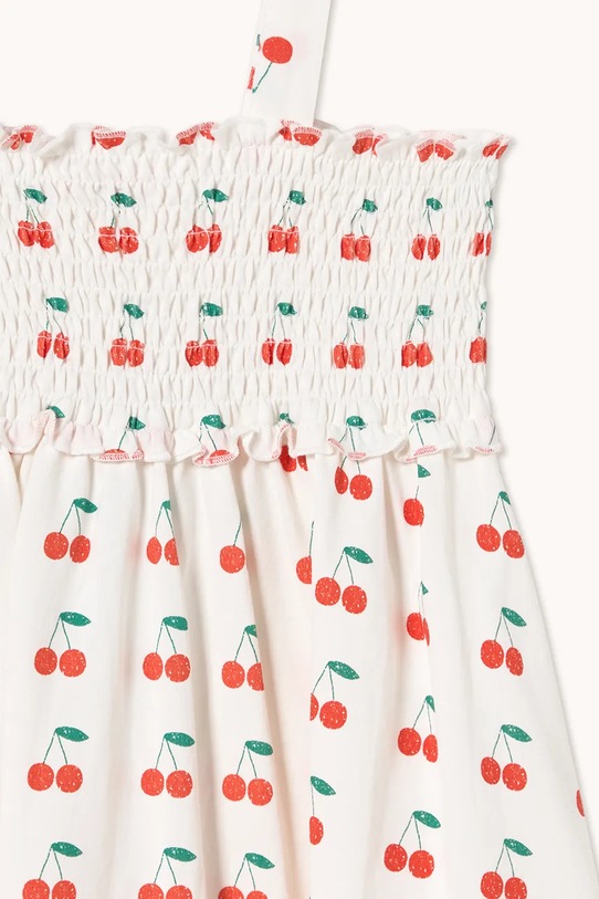 Otroška bombažna obleka Tinycottons CHERRIES STRAP DRESS bela SS26.020