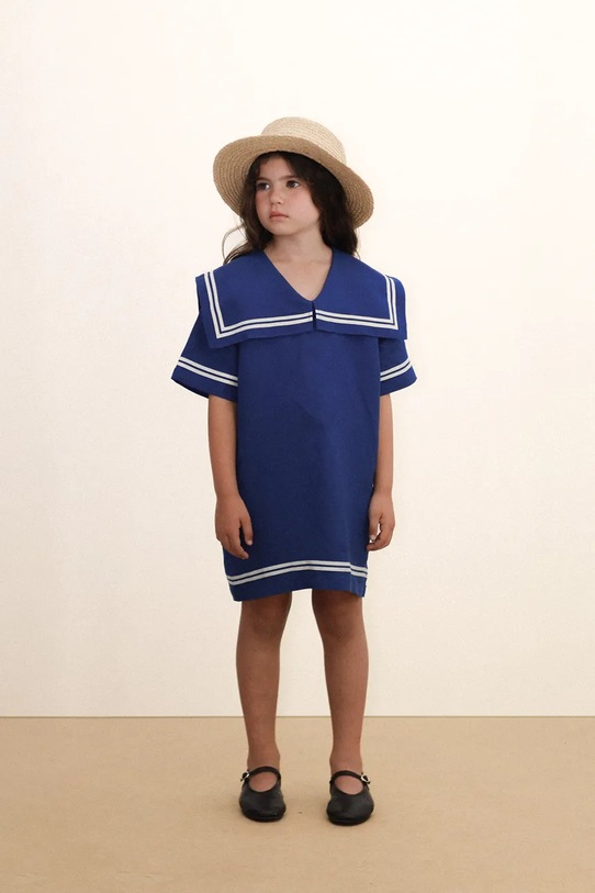 Tinycottons sukienka z dodatkiem lnu dziecięca STRIPES TINY DRESS SS26.222