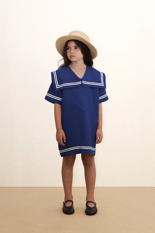 Tinycottons sukienka z dodatkiem lnu dziecięca STRIPES TINY DRESS SS26.222