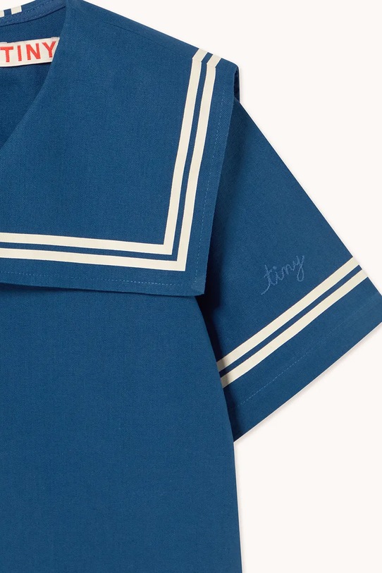 Tinycottons sukienka z dodatkiem lnu dziecięca STRIPES TINY DRESS niebieski SS26.222