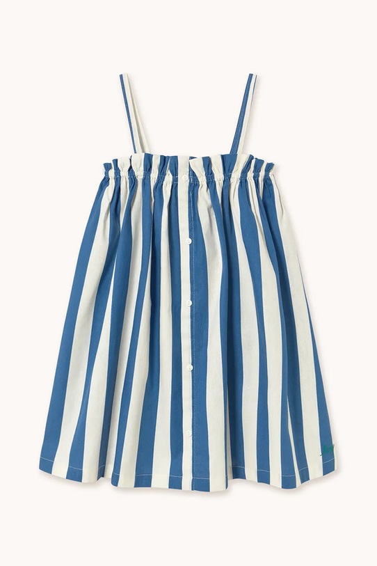 Tinycottons sukienka z dodatkiem lnu dziecięca LIGHT NAVY STRIPES DRESS SS26.225 niebieski SS26
