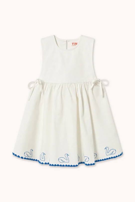 Tinycottons sukienka z dodatkiem lnu dziecięca SWANS BOWS DRESS SS26.229 biały SS26