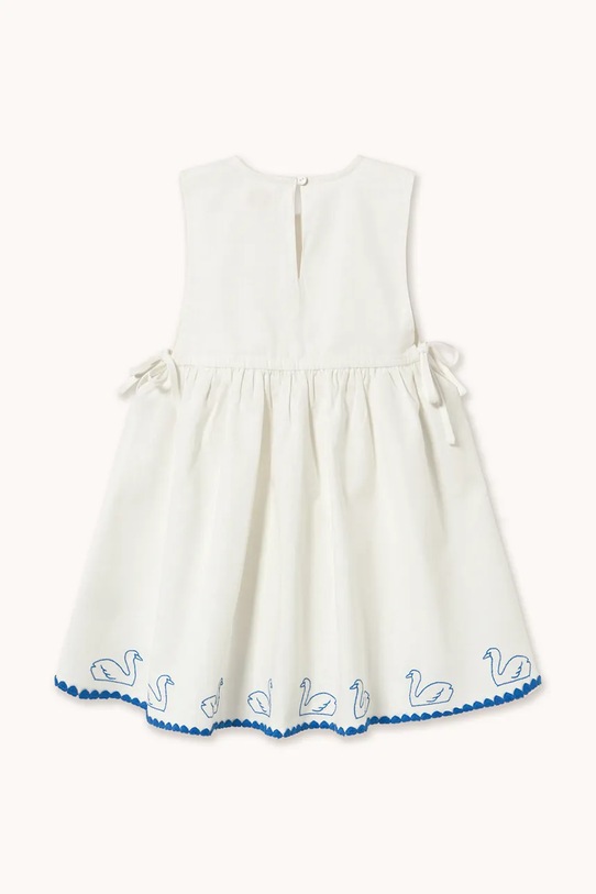 Dziewczynka Tinycottons sukienka z dodatkiem lnu dziecięca SWANS BOWS DRESS SS26.229 biały