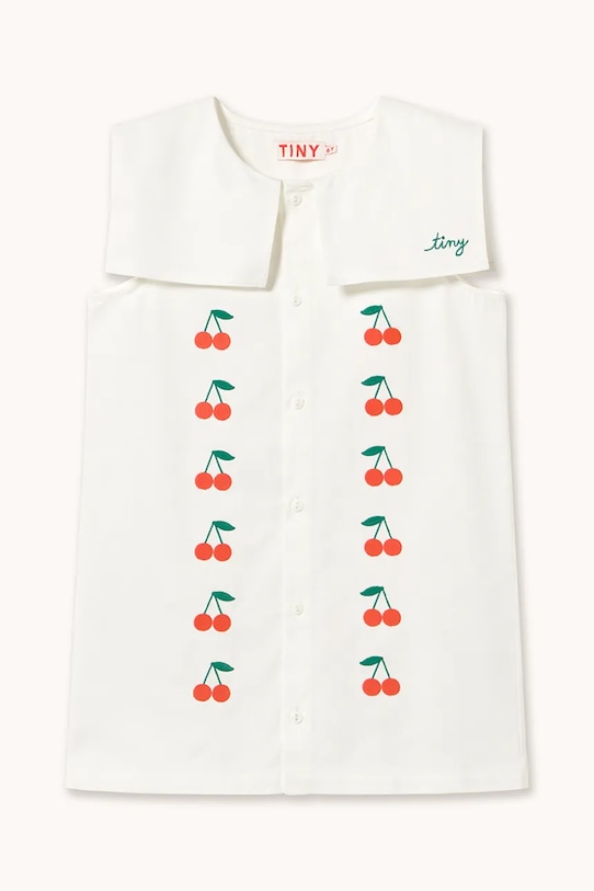 Tinycottons sukienka bawełniana dziecięca MINI CHERRIES TWILL DRESS SS26.311 biały SS26