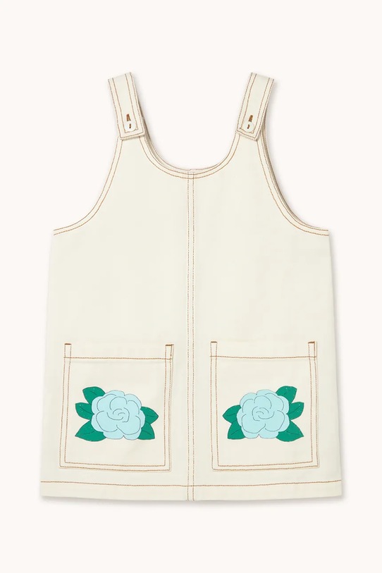 Tinycottons sukienka bawełniana dziecięca BLUE FLOWER PRINT DRESS aplikacja biały SS26.345