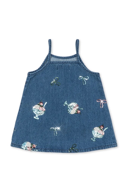 Dziewczynka Konges Sløjd sukienka jeansowa dziecięca MAGOT SEQUIN STRAP DRESS GOTS KS104975.PPY2 granatowy