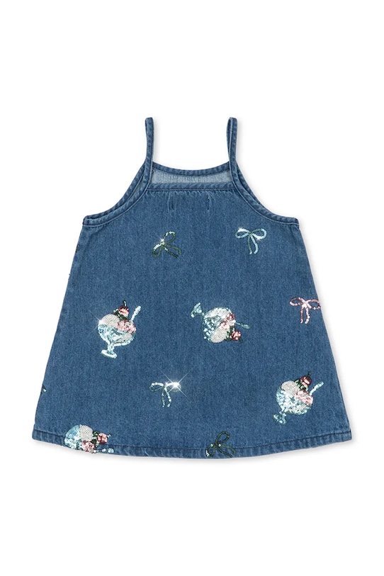 Dziewczynka Konges Sløjd sukienka jeansowa dziecięca MAGOT SEQUIN STRAP DRESS GOTS KS104975.PPY2 granatowy