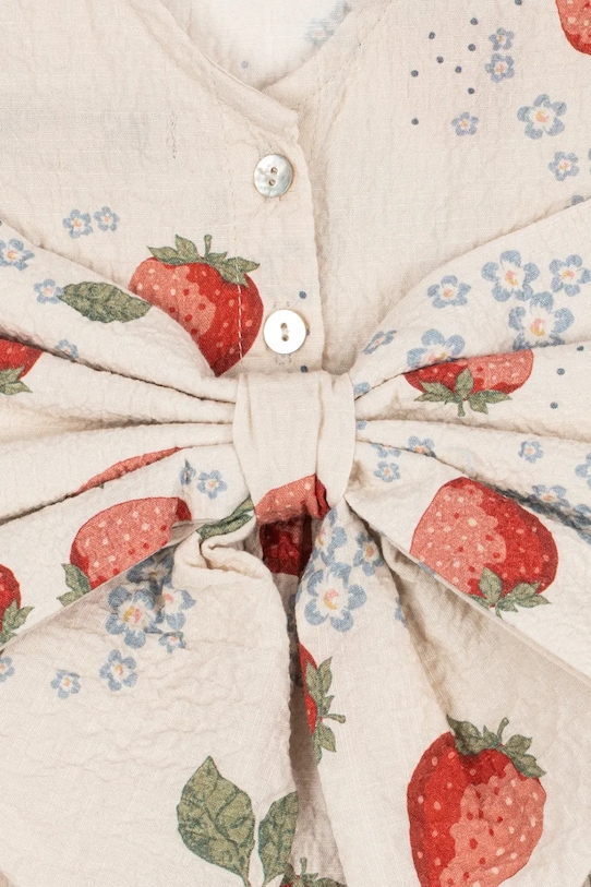 Dziewczynka Konges Sløjd sukienka bawełniana dziecięca AVA SS BOW DRESS GOTS KS104650.PPY2 beżowy