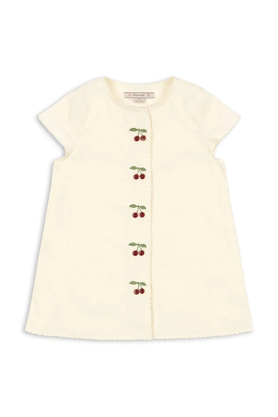 Konges Sløjd sukienka bawełniana dziecięca EVIA CHERRY DRESS GOTS krótki beżowy KS104794.PPY2