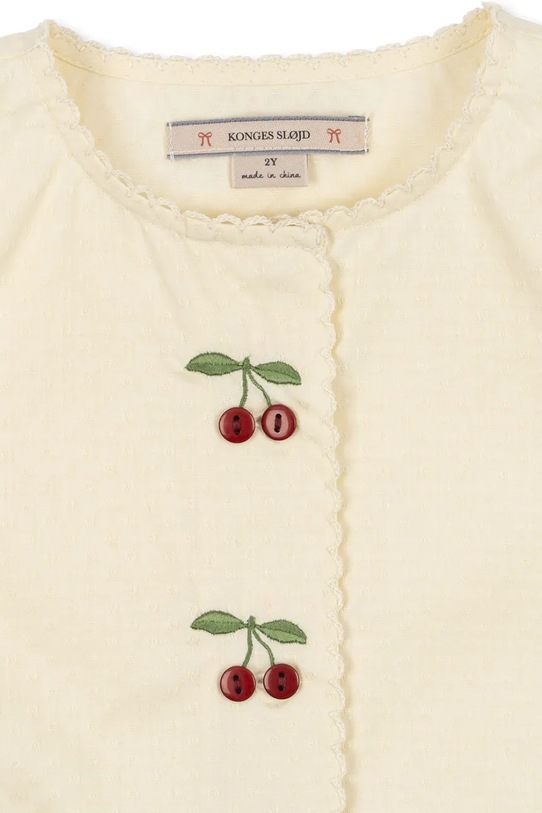 Dziewczynka Konges Sløjd sukienka bawełniana dziecięca EVIA CHERRY DRESS GOTS KS104794.PPY2 beżowy
