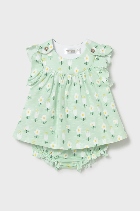 Mayoral Newborn sukienka bawełniana niemowlęca wzorzyste zielony 1808.2H.Newborn.PPY2