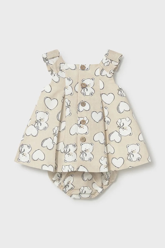 Mayoral Newborn sukienka niemowlęca z domieszką lnu 1809.2P.Newborn.PPY2 beżowy SS26