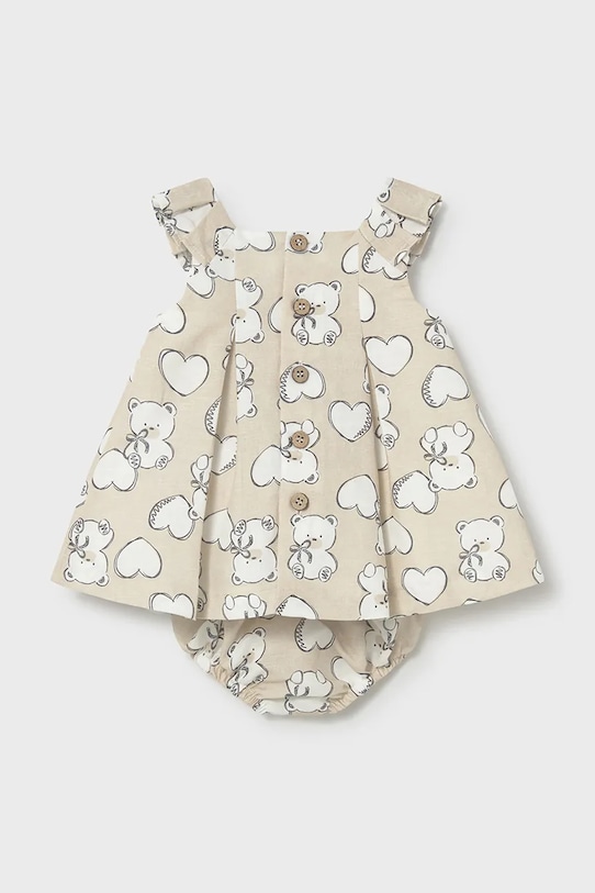 Mayoral Newborn sukienka niemowlęca z domieszką lnu 1809.2P.Newborn.PPY2 beżowy SS26