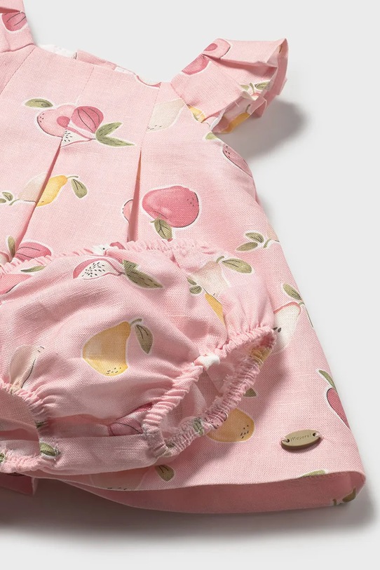 Dziewczynka Mayoral Newborn sukienka niemowlęca z domieszką lnu 1809.2P.Newborn.PPY2 różowy