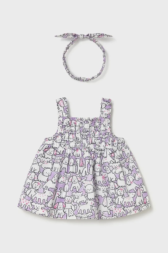 Mayoral Newborn sukienka bawełniana niemowlęca wzorzyste fioletowy 1818.2V.Newborn.PPY2