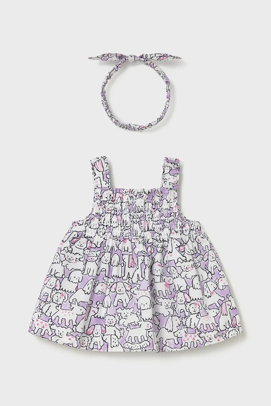 Mayoral Newborn sukienka bawełniana niemowlęca wzorzyste fioletowy 1818.2V.Newborn.PPY2