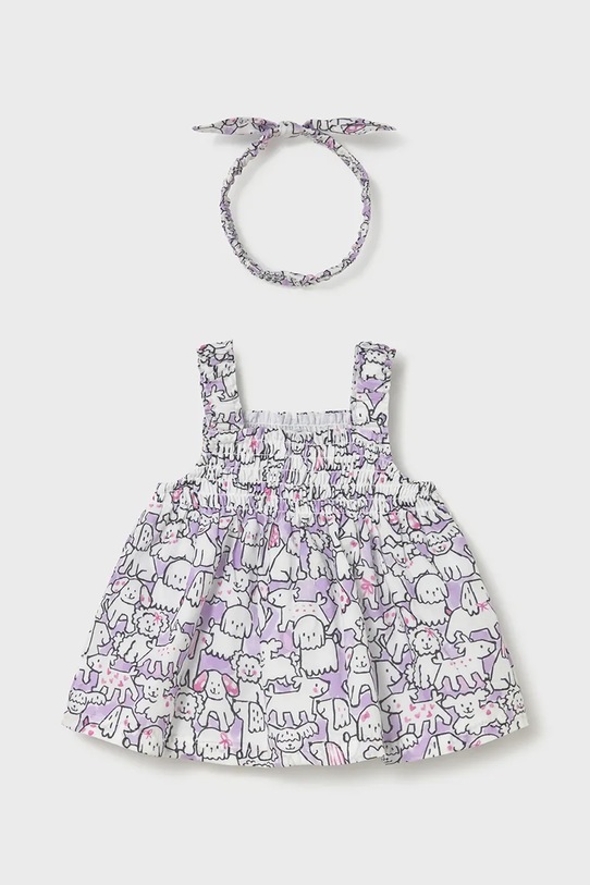 Mayoral Newborn sukienka bawełniana niemowlęca 1818.2V.Newborn.PPY2 fioletowy SS26