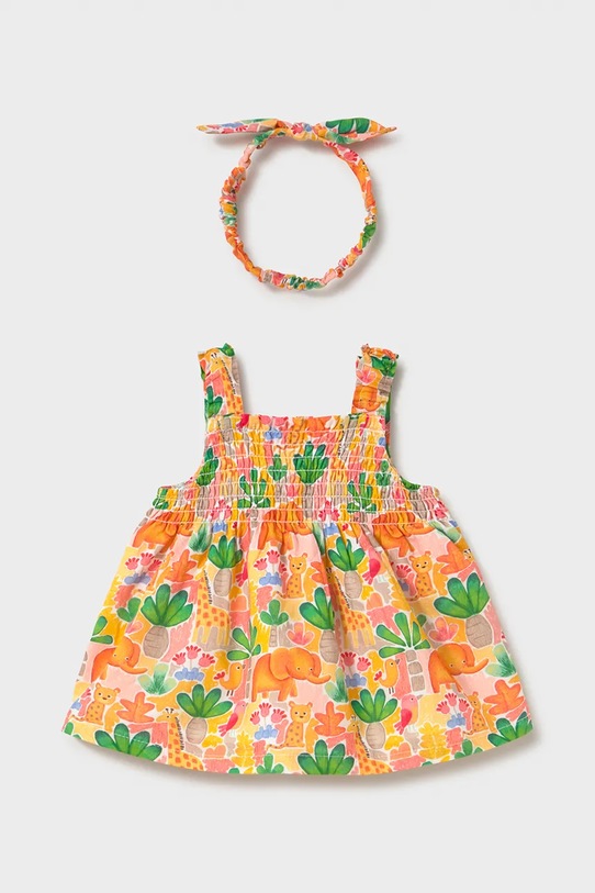 Mayoral Newborn sukienka bawełniana niemowlęca wzorzyste żółty 1818.2V.Newborn.PPY2