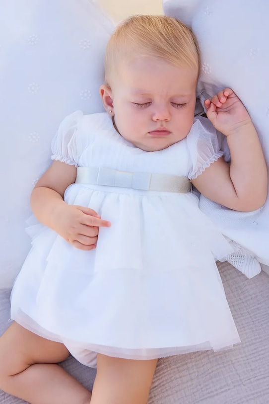 Šaty pre bábätká Mayoral Newborn pletenina biela 1882.2L.Newborn.PPY2