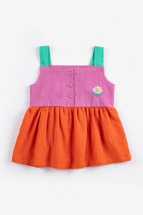 Bobo Choses sukienka bawełniana niemowlęca Pixel Daisy 126AB092 pomarańczowy SS26