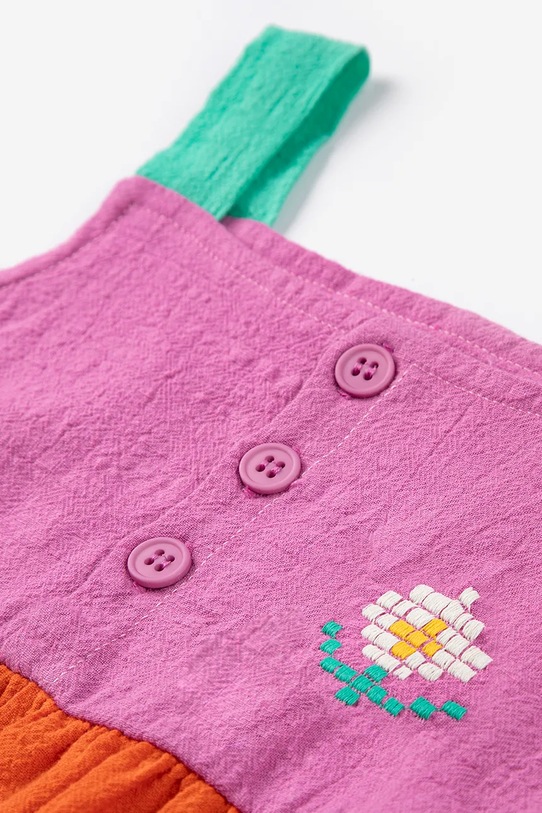 Bobo Choses sukienka bawełniana niemowlęca Pixel Daisy pomarańczowy 126AB092