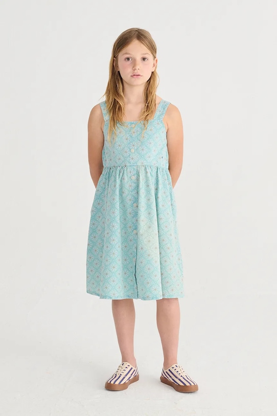 Bobo Choses sukienka bawełniana dziecięca Daisy Mosaic rozkloszowany niebieski 126AC106