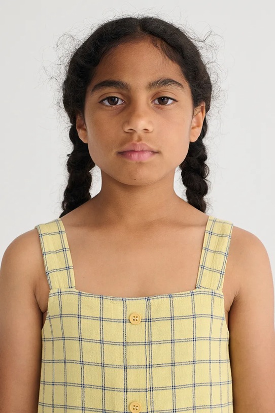 Bobo Choses sukienka bawełniana dziecięca Spicy Window Pane 126AC107 żółty