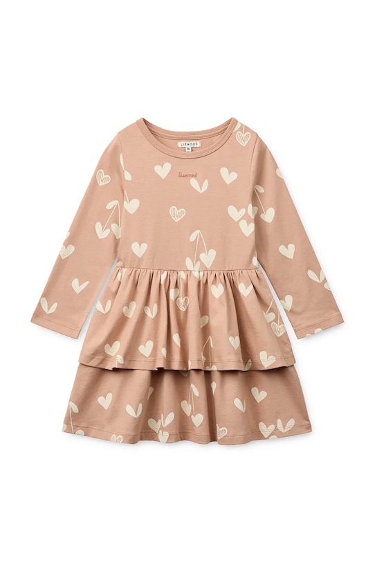 Παιδικό βαμβακερό φόρεμα Liewood Mindy LS Dress εμπριμέ πορτοκαλί LW20484.PPY2