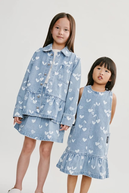 Dievčenské rifľové šaty Liewood Angelica Printed Denim frill Dress potlač modrá LW20641.PPY2