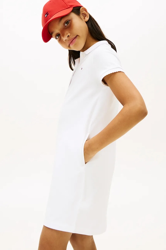 Tommy Hilfiger sukienka bawełniana biały KG0KG08564.128.176.PPY2