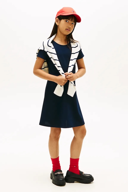 Dziewczynka Tommy Hilfiger sukienka letnia KG0KG09149.116.122.PPY2 granatowy