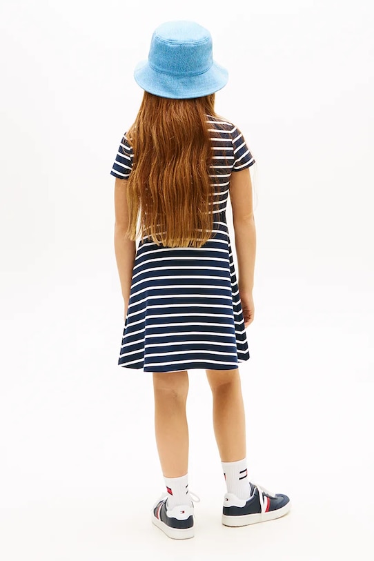 Dziewczynka Tommy Hilfiger sukienka letnia z modalem KG0KG09149.128.176.PPY2 granatowy