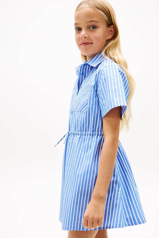 Tommy Hilfiger sukienka koszulowa bawełniana niebieski KG0KG09372.104.122.PPY2