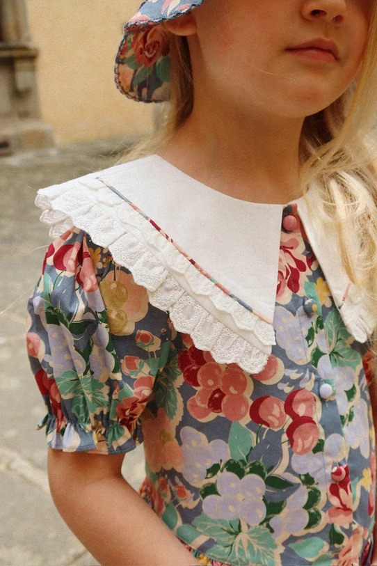 Konges Sløjd φόρεμα babydoll βαμβακερό COEUR COLLAR DRESS GOTS KS105141.PPY2