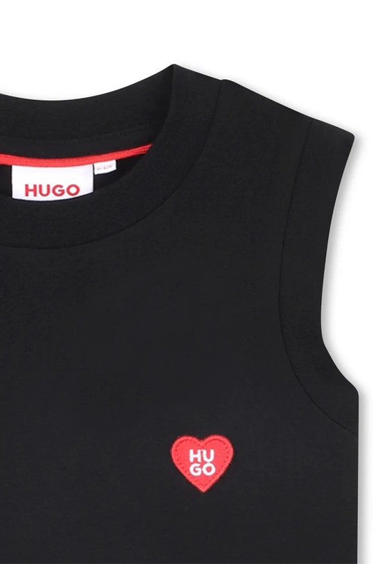 Παιδικό βαμβακερό φόρεμα HUGO μαύρο G00984.102.108