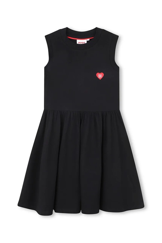 Παιδικό βαμβακερό φόρεμα HUGO G00984.156.162 μαύρο SS26