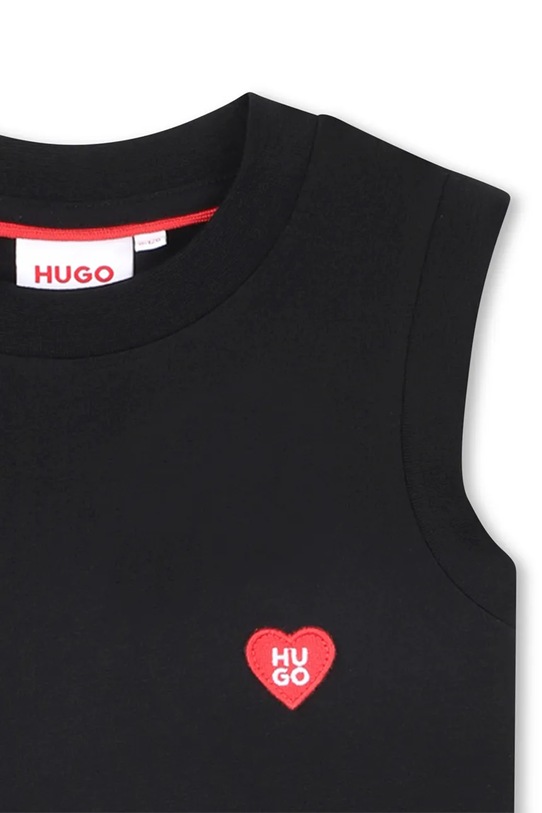 Παιδικό βαμβακερό φόρεμα HUGO μαύρο G00984.156.162