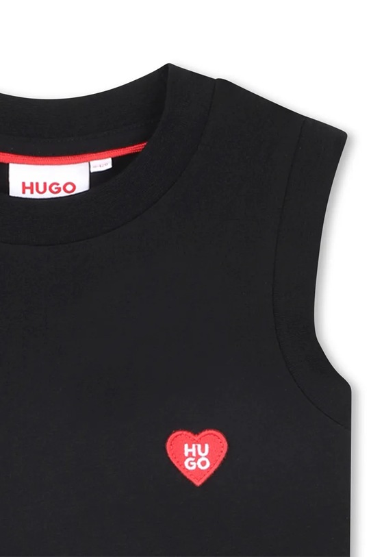 Παιδικό βαμβακερό φόρεμα HUGO μαύρο G00984.114.150