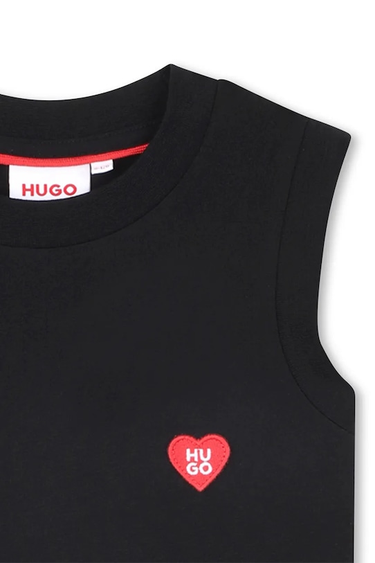 Παιδικό βαμβακερό φόρεμα HUGO μαύρο G00984.114.150