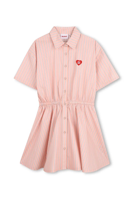 HUGO sukienka koszulowa bawełniana pomarańczowy G01202.102.108