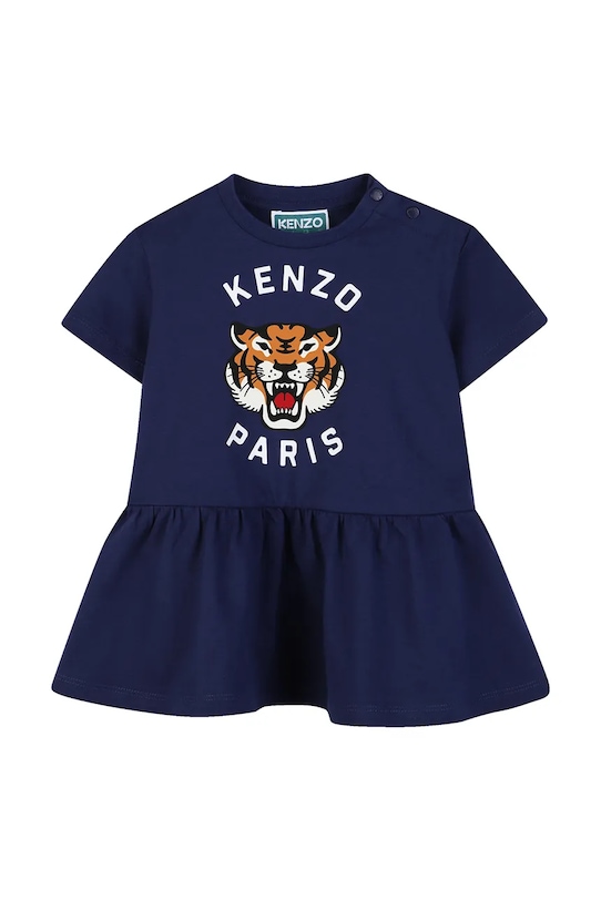 Παιδικό βαμβακερό φόρεμα Kenzo Kids στάμπα σκούρο μπλε K61813.86.102