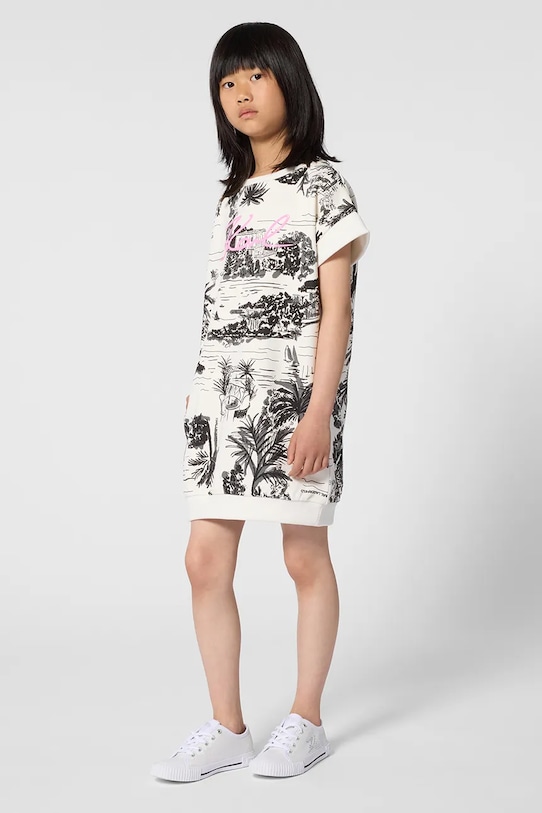 Dječja pamučna haljina Karl Lagerfeld pletivo crna Z31156.86.108