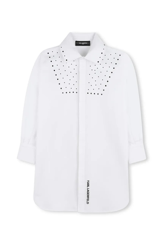Dječja pamučna haljina Karl Lagerfeld Z31141.156.160 bijela SS26