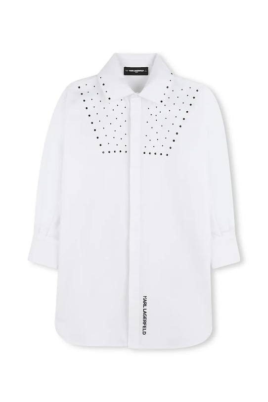 Dječja pamučna haljina Karl Lagerfeld Z31141.156.160 bijela SS26